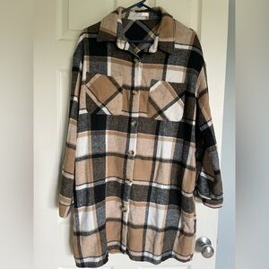 Plaid Button-Up Shirt Jacket